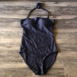 Hunkemoeller Black One Piece Halter Swimsuit size 10